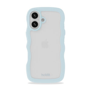 Holdit iPhone 16 Couverture ondulée – Bleu minéral / transparent iPhone 16 Couverture ondulée – bleu minéral / transparent