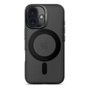 Case de support de boucle iPhone 16 décodé – Plast de recyclage 100% – Magsafe compatible – Tour transparent / Tri de tapis DÉCODÉ DÉCODÉ LOCE BOOP Back Back – 100% Recycling Plast – Magsafe Compatible – Transparent / Mat Black