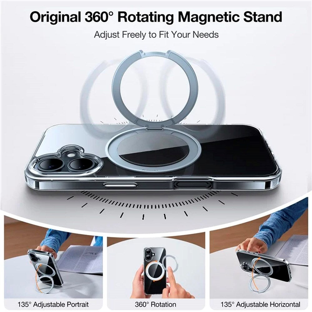 Torras iPhone 16 Couvercle en plastique flexible M. Ring Kickstand – Magsafe Compatible – Grey Antas iPhone 16 Couvercle en plastique flexible avec Kickstand Call – Magsafe compatible – Gray 2