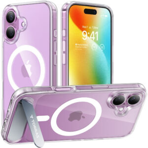 Torras iPhone 16 Hybrid Cover avec fonction stand – Magsafe compatible – transparent Torras iPhone 16 Couverture hybride avec fonction debout – Magsafe compatible – transparent