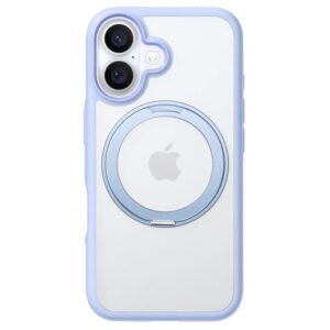 Torras iPhone 16 Hybrid Plastic Cover avec bague rotable Kickstand – Magsafe compatible – transparent / bluetorras iPhone 16 Couverture en plastique hybride avec bague rotable – Magsafe compatible – transparent / bleu