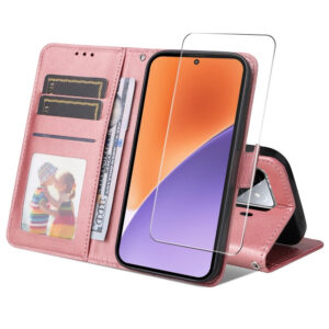 Xiaomi 15 Couvercle de rabat en cuir artificiel avec sangle et protection d'écran – Sortidwood Xiaomi 15 Couverture de rabat en cuir artificiel avec sangle et protection d'écran – noir