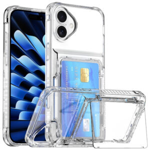 iPhone 16 Couvercle en plastique hybride avec support de carte – Couvercle en plastique hybride d'iPhone 16 transparent avec support de carte – transparent iPhone 16 Couvercle en plastique hybride avec support de carte – Couvercle en plastique hybride d'iPhone 16 transparent avec support de carte – transparent
