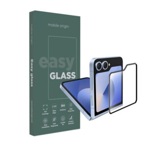 Samsung Galaxy Z Flip6 Mobile Origin EasyGlass Screen Protection Glass – Transparent / Black Edge Samsung Galaxy Z Flip6 Mobile Origin EasyGlass Screen Protection Glass – Transparent / Black Edge