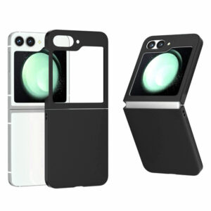 Samsung Galaxy Z Flip6 Rubber Good Hard Plastics Cover – Sortidwood Samsung Galaxy Z Flip6 Couvre en plastique dur de garde en caoutchouc – noir