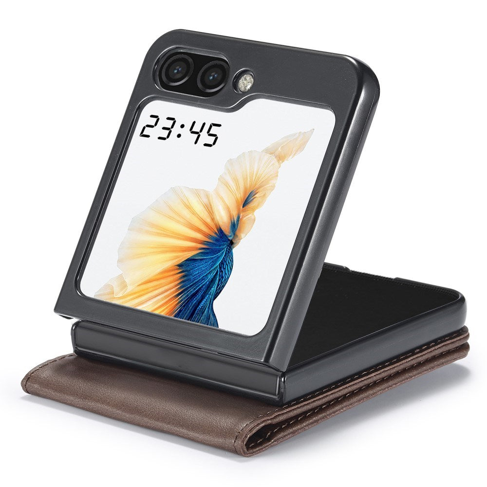 Samsung Galaxy Z Flip6 Couverture de feuillette en cuir artificiel avec support de carte et fonction du support – Brownerwood Samsung Galaxy Z Flip6 Couvercle en cuir artificiel avec support de carte et fonction du stand – brun foncé 5