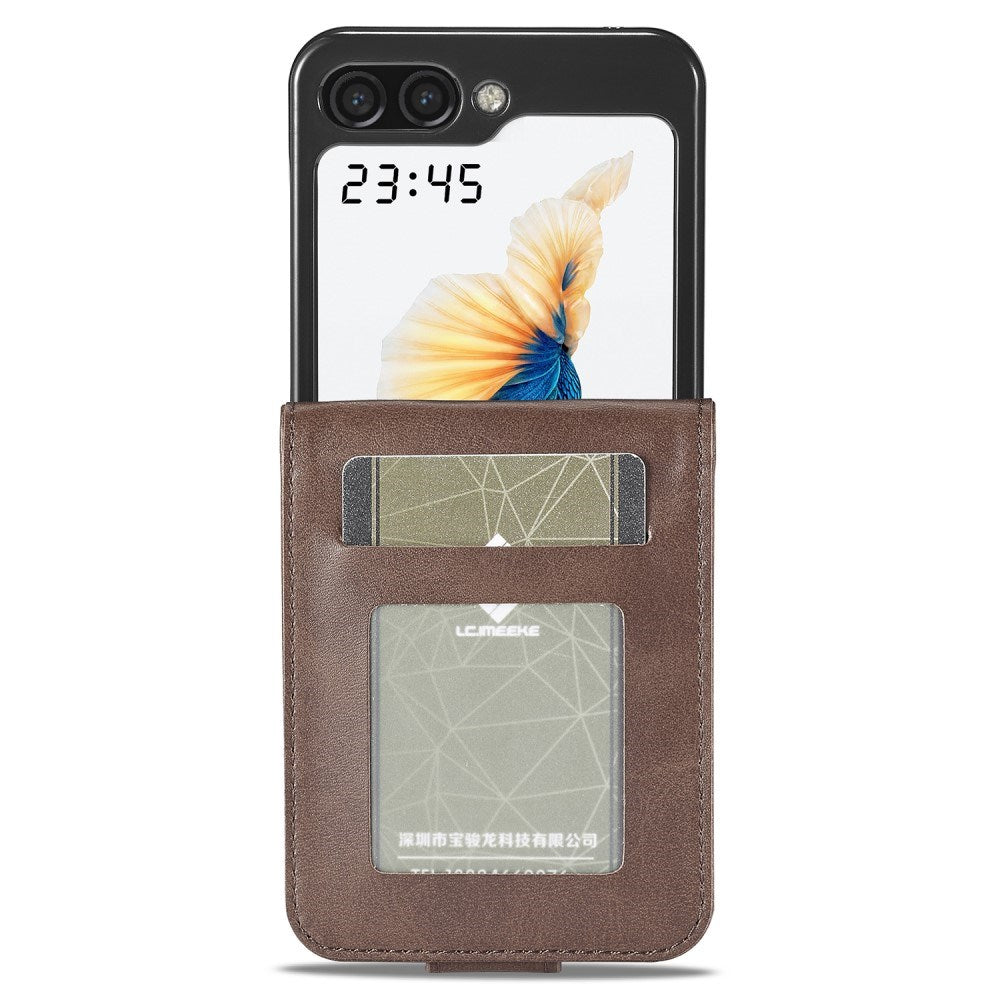 Samsung Galaxy Z Flip6 Couverture de feuillette en cuir artificiel avec support de carte et fonction du support – Brownerwood Samsung Galaxy Z Flip6 Couvercle en cuir artificiel avec support de carte et fonction du stand – brun foncé 3