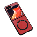 Samsung Galaxy Z Flip6 Cuir – Ulut Couvre en plastique – Magsafe Compatible – Rediderwood Samsung Galaxy Z Flip6 Cuir – Ont Couverture en plastique – Magsafe compatible – rouge