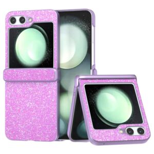 Samsung Galaxy Z Flip6 Cuir – Couvercle en plastique étincelant élongé – Lillaeiderwood Samsung Galaxy Z Flip6 Cuir – Couverture en plastique étincelante et élongée – Purple