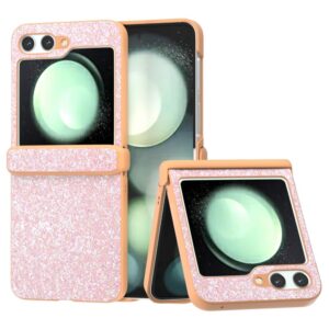 Samsung Galaxy Z Flip6 Cuir – Couverture en plastique étincelante étendue – Peach Rosaeiderwood Samsung Galaxy Z Flip6 Cuir – Couvercle en plastique étincelant ultime – Peach