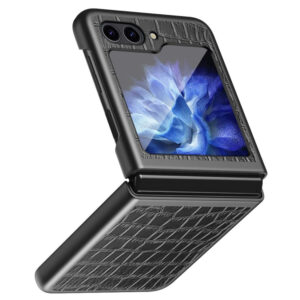 Samsung Galaxy Z Flip6 Le cuir – ult Couvercle en plastique avec texture – Sortidwood Samsung Galaxy Z Flip6 Le cuir-ult Couvre en plastique avec texture – noir