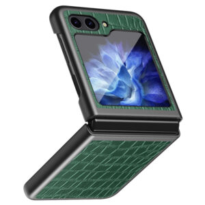 Samsung Galaxy Z Flip6 Le cuir-ult Couvercle en plastique avec texture – Breedingwood Samsung Galaxy Z Flip6 Le cuir-ult Couvre en plastique avec texture – vert