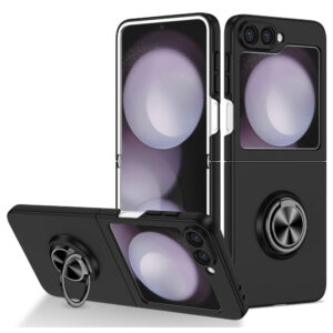 Samsung Galaxy Z Flip6 Couvercle en plastique avec kickstand magnétique – Sortidwood Samsung Galaxy Z Flip6 Couvercle en plastique avec Kickstand magnétique – noir