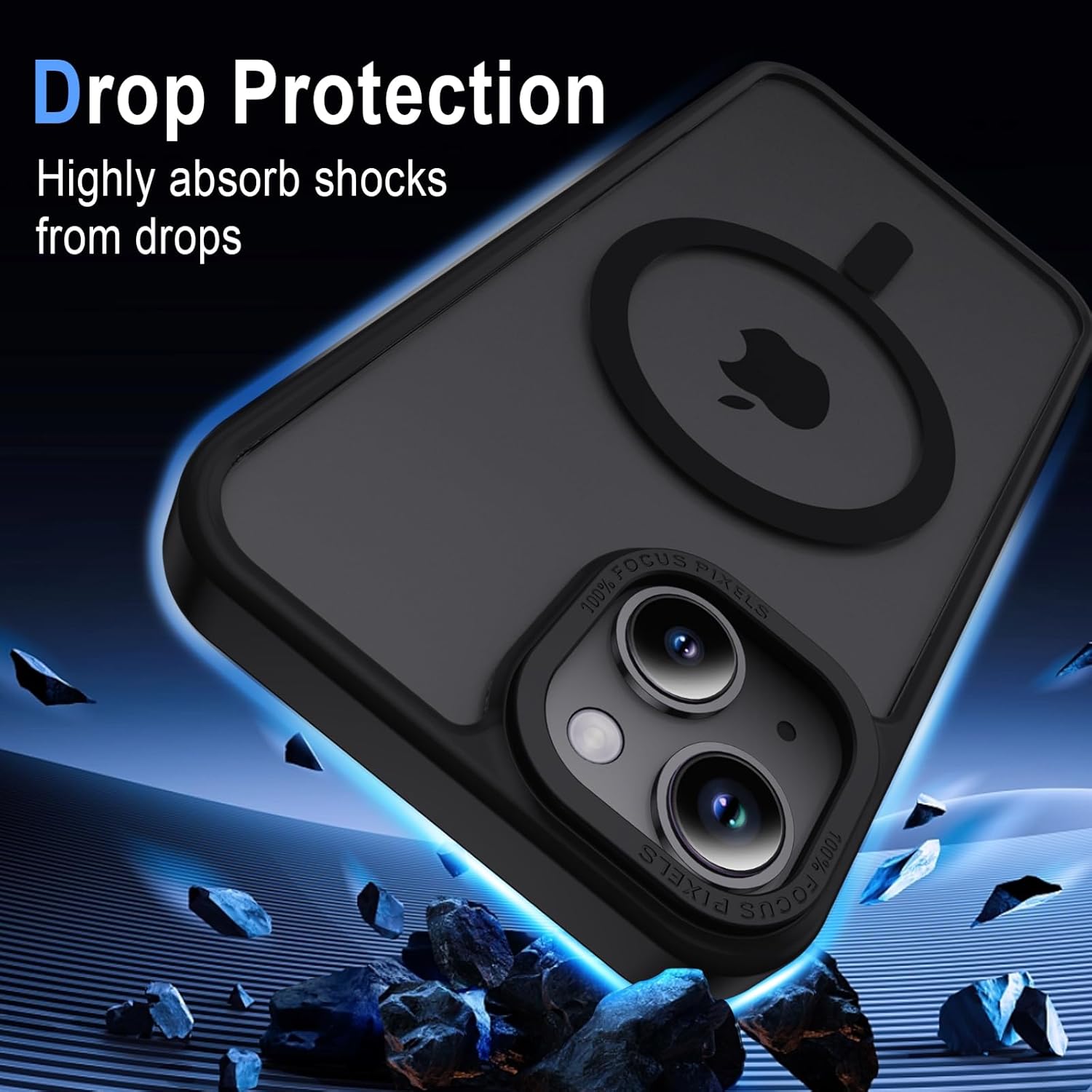 Coque iPhone 15 - XTCASE Coque magnétique pour iPhone 15 compatible avec MagSafe, coque minimaliste translucide mate, coque arrière rigide en PC anti-rayures + pare-chocs en TPU résistant aux chocs – Noir – Image 5