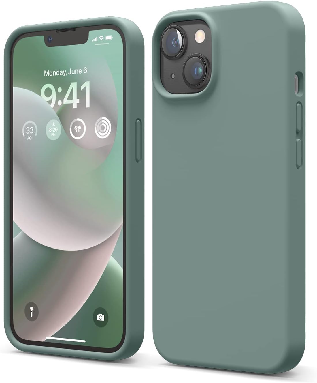 Coque iPhone 14 - ELAGY Liquid Silicone Case compatible avec le boîtier de l'iPhone 14 (6,1 pouces), boîtier en silicone premium, Case de protection complète - Structure 4 étalante, Microfibre doux empêche les rayures (Green de Midnight) – Image 2