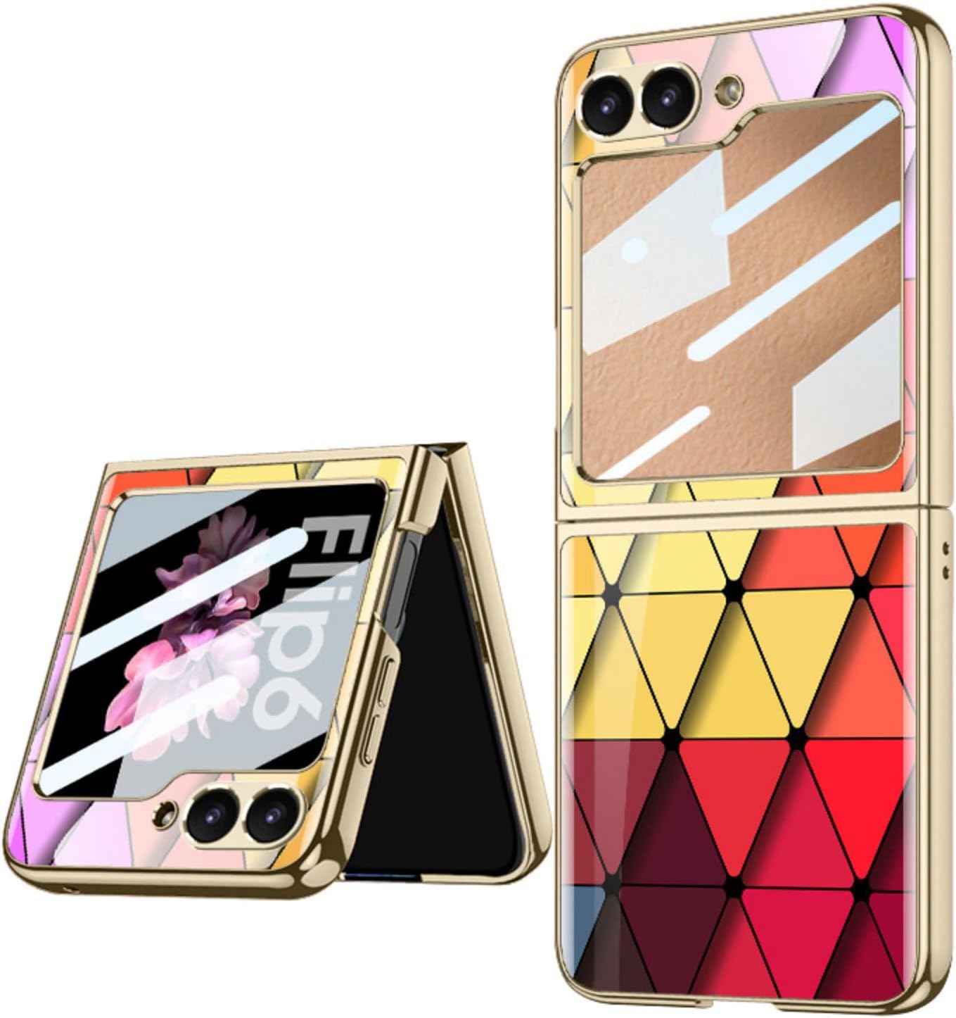 Coque galaxy z flip 6 - COQUE Galaxy Z Flip 6 5G, Ultra Mince 9H Verre Peint Brillant, Étui de Téléphone Pliable pour Samsung Galaxy Z Flip 6 5G-Lingge Rouge – Image 2