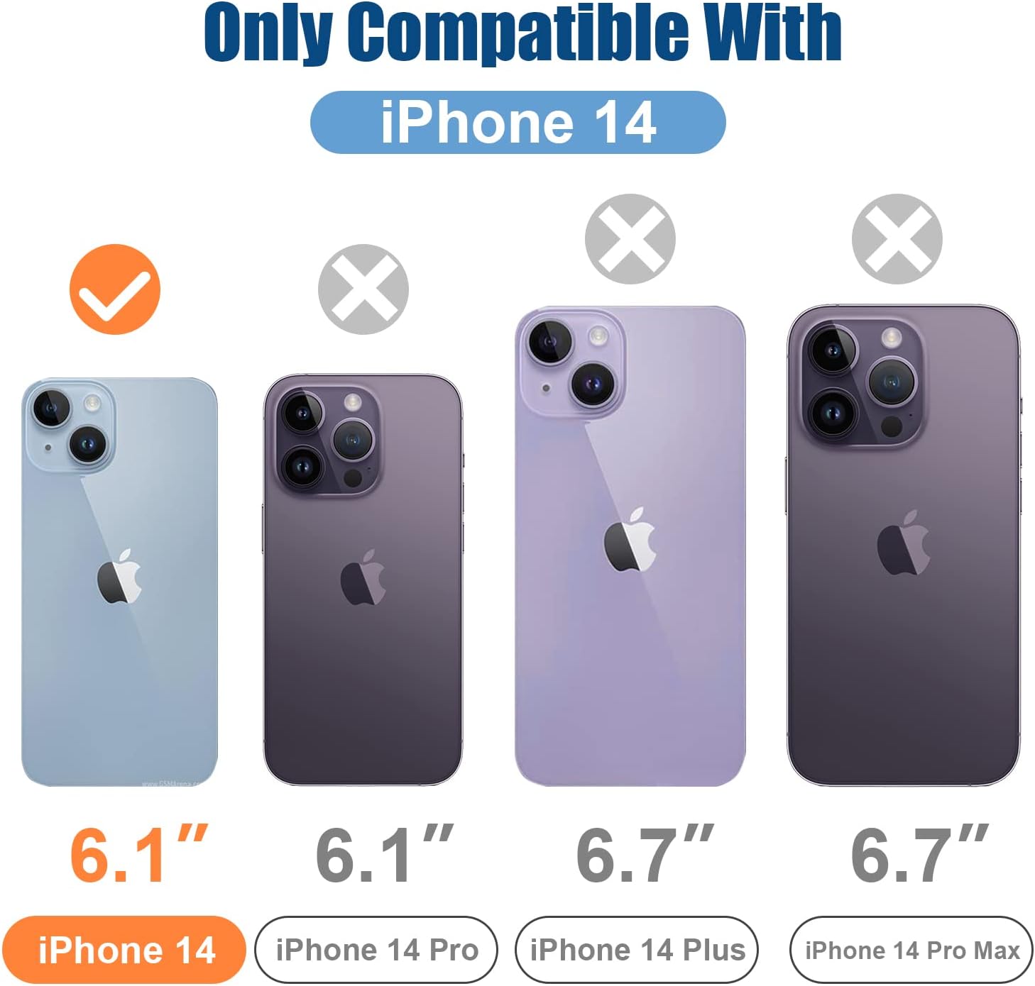 Coque iPhone 14 - Coque pour iPhone 14, Coque transparente pour iPhone 14 avec 2 films de protection d'écran en verre trempé et 1 protecteur de caméra arrière, coque en silicone TPU souple pour iPhone 14 6,1 pouces – Image 8