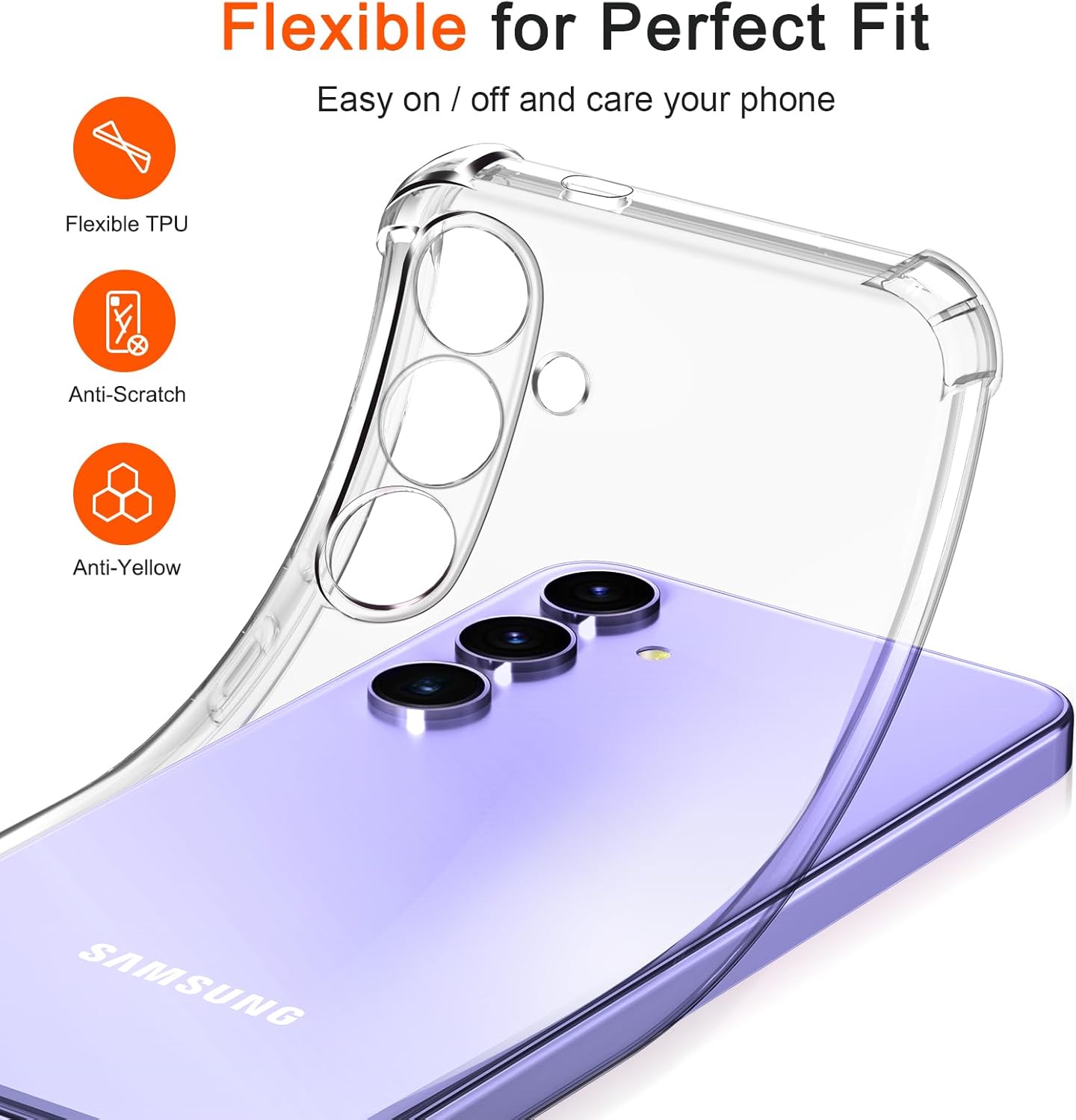 Coque samsung S24 - Étui IVOLER pour Samsung Galaxy S24 5G, étui de protection en silicone à amortissement ultra-transparent avec coins renforcés Cleu de pare-chocs TPU mince TPU – Image 5