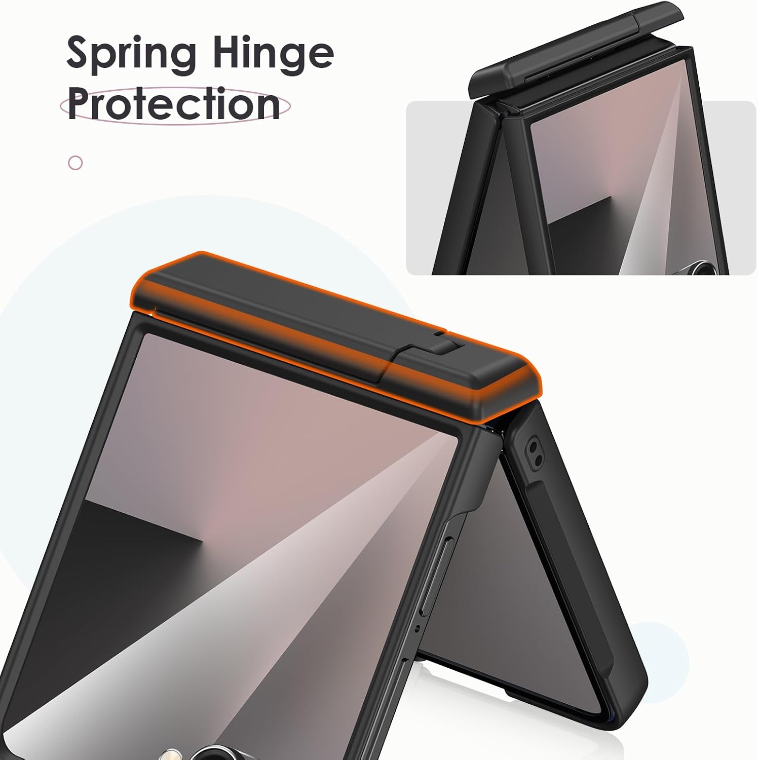Case Hweggo pour Samsung Galaxy Z Flip 7 (pas pour Flip 7 Fe), protection de charnière lourde et support caché pliable et protecteur d'écran intégré, casqueux antidérapant sans glissement (noir) – Image 6