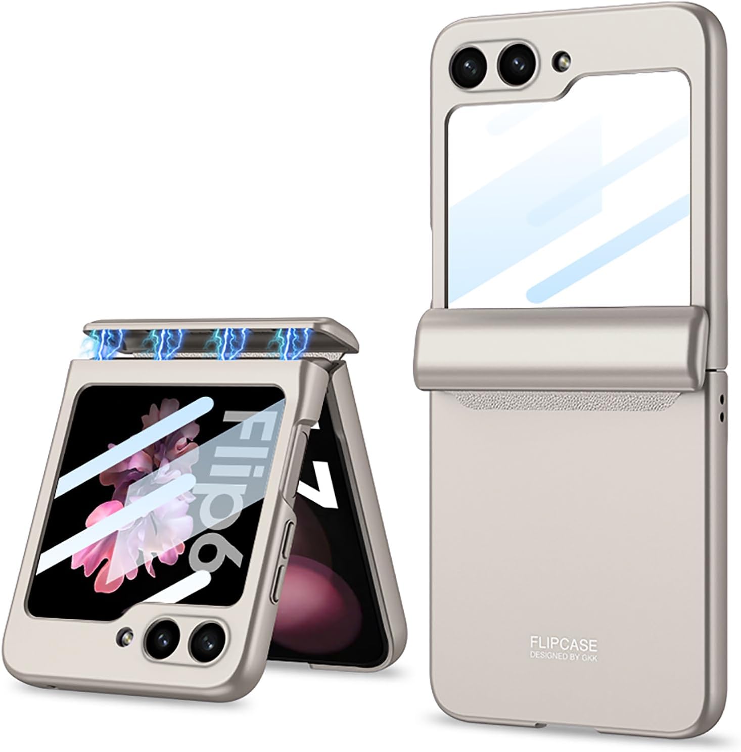 Coque galaxy z flip 6 - COQUE Coque Galaxy Z Flip 6 5G, Film de Protection Tout Compris à Charnière Pliante Intégrée, Housse de Téléphone Pliante pour Samsung Galaxy Z Flip 6 5G - Or – Image 2