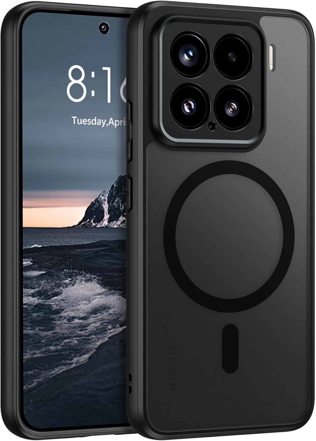 Étui yinlai pour xiaomi 15 5G, compatible avec Magsafe, couverture arrière mate translucide magnétique mince caméra protectrice de la caméra anti-amorçage pour xiaomi 15 5G 6,36 pouces, noir – Image 2