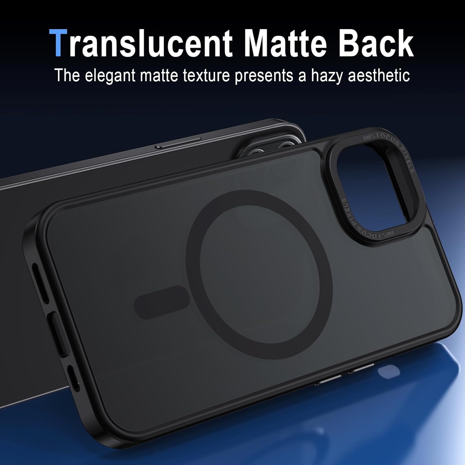 Coque iPhone 15 - XTCASE Coque magnétique pour iPhone 15 compatible avec MagSafe, coque minimaliste translucide mate, coque arrière rigide en PC anti-rayures + pare-chocs en TPU résistant aux chocs – Noir – Image 7