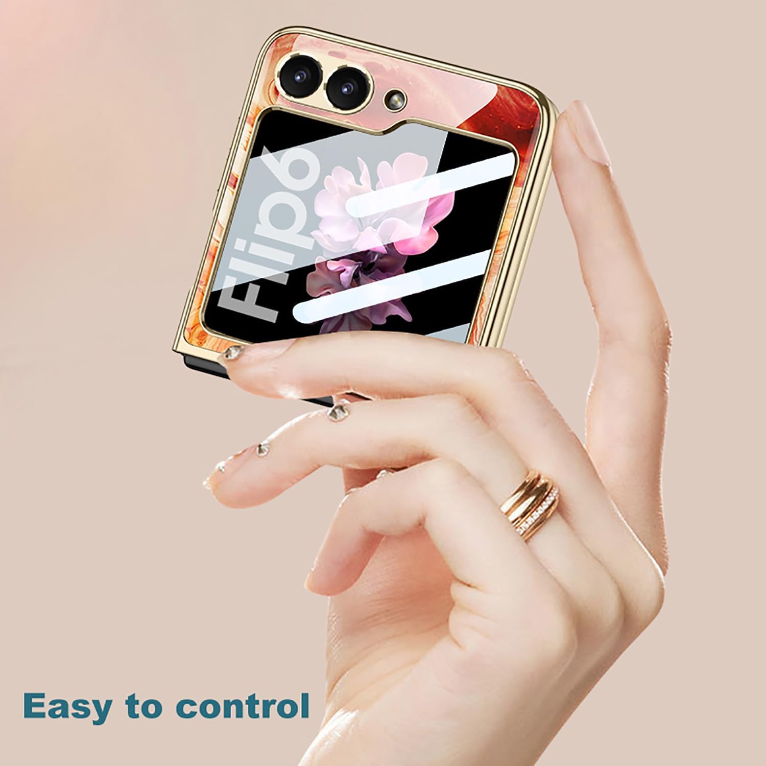 Coque galaxy z flip 6 - COQUE Galaxy Z Flip 6 5G, Ultra Mince 9H Verre Peint Brillant, Étui de Téléphone Pliable pour Samsung Galaxy Z Flip 6 5G-Lingge Rouge – Image 8