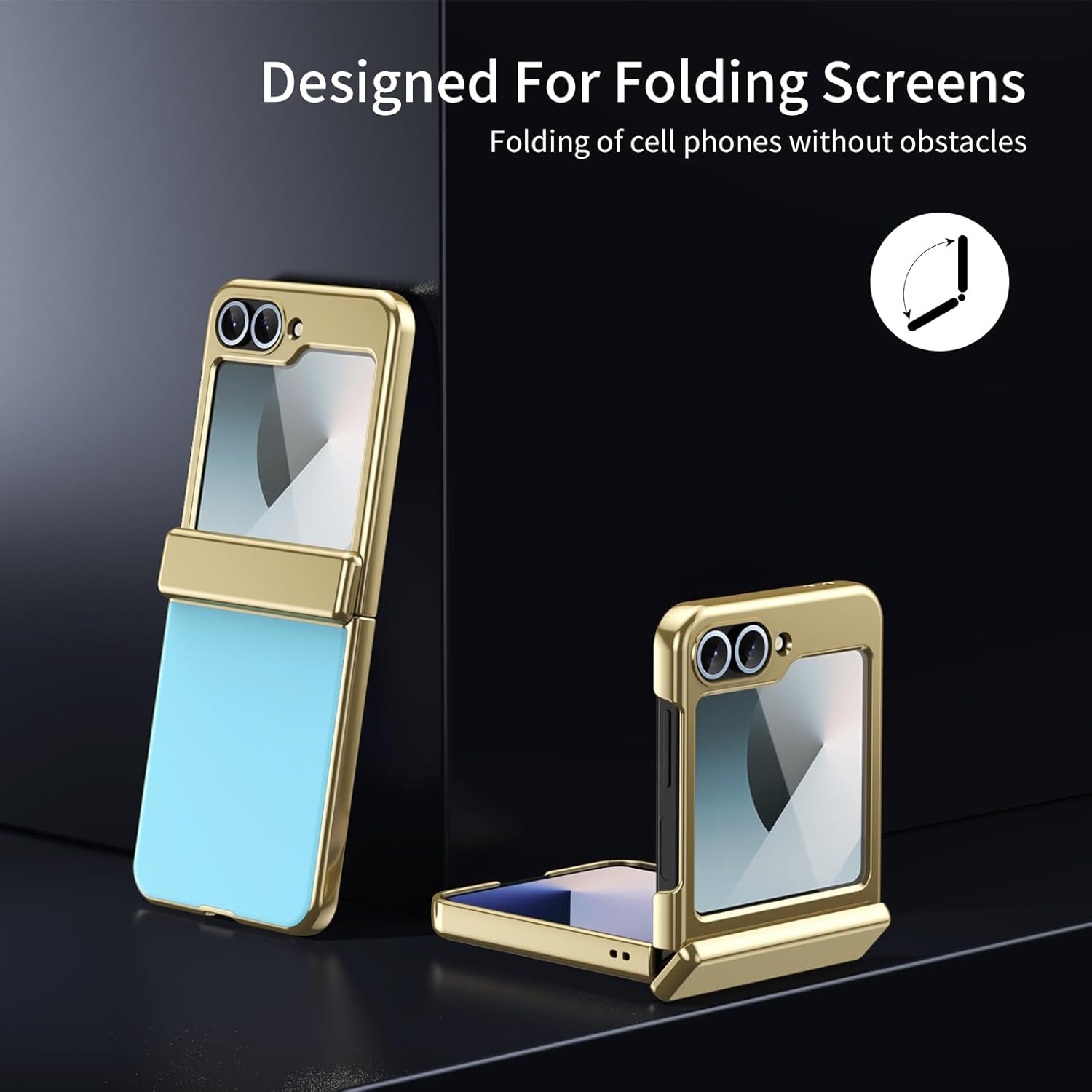 Coque galaxy z flip 6 - COQUE Coque Samsung Flip 6, Couverture Complète avec Film Intégré et Charnière Plaquée Or, Pliable pour Samsung Galaxy Z Flip 6 5G Bleu Clair – Image 9