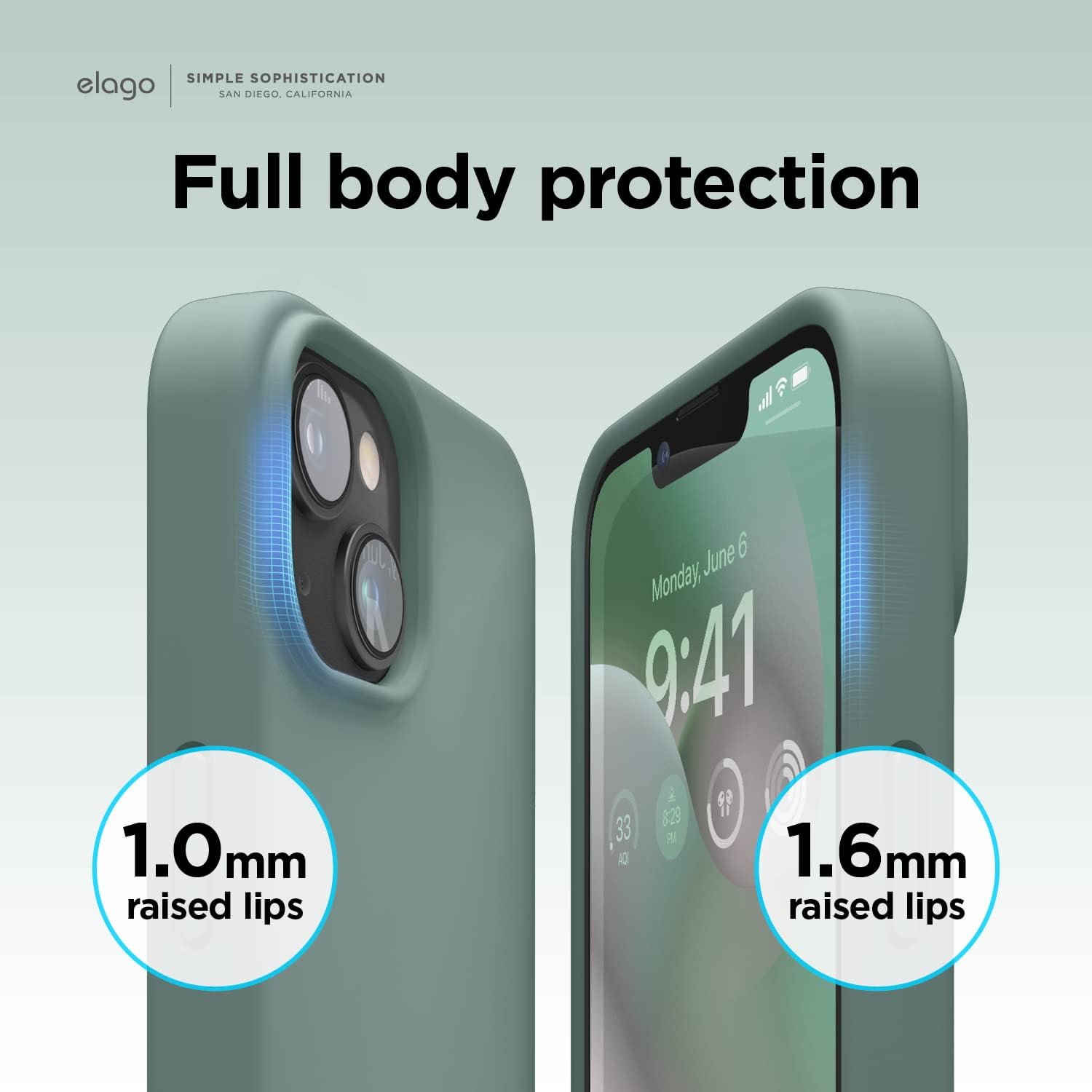 Coque iPhone 14 - ELAGY Liquid Silicone Case compatible avec le boîtier de l'iPhone 14 (6,1 pouces), boîtier en silicone premium, Case de protection complète - Structure 4 étalante, Microfibre doux empêche les rayures (Green de Midnight) – Image 7