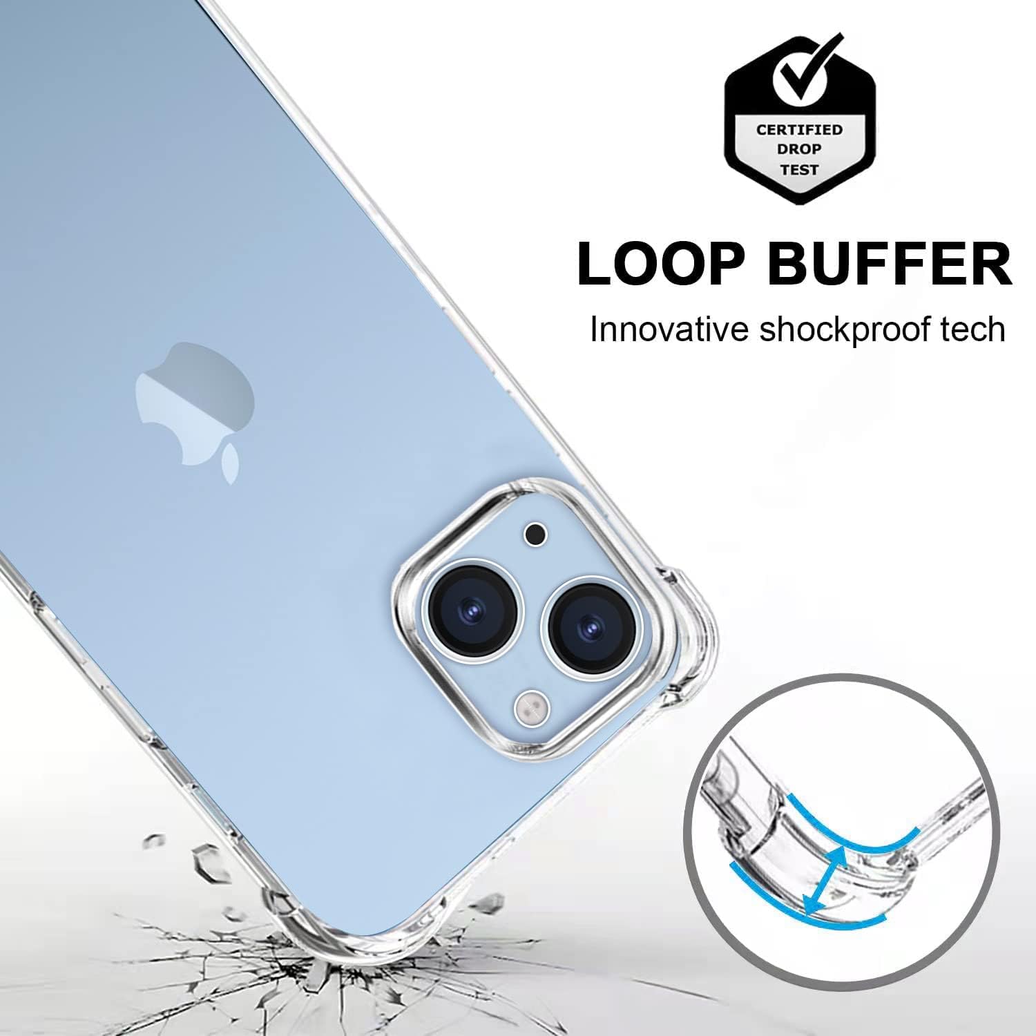 Coque iPhone 14 - Coque pour iPhone 14, Coque transparente pour iPhone 14 avec 2 films de protection d'écran en verre trempé et 1 protecteur de caméra arrière, coque en silicone TPU souple pour iPhone 14 6,1 pouces – Image 4
