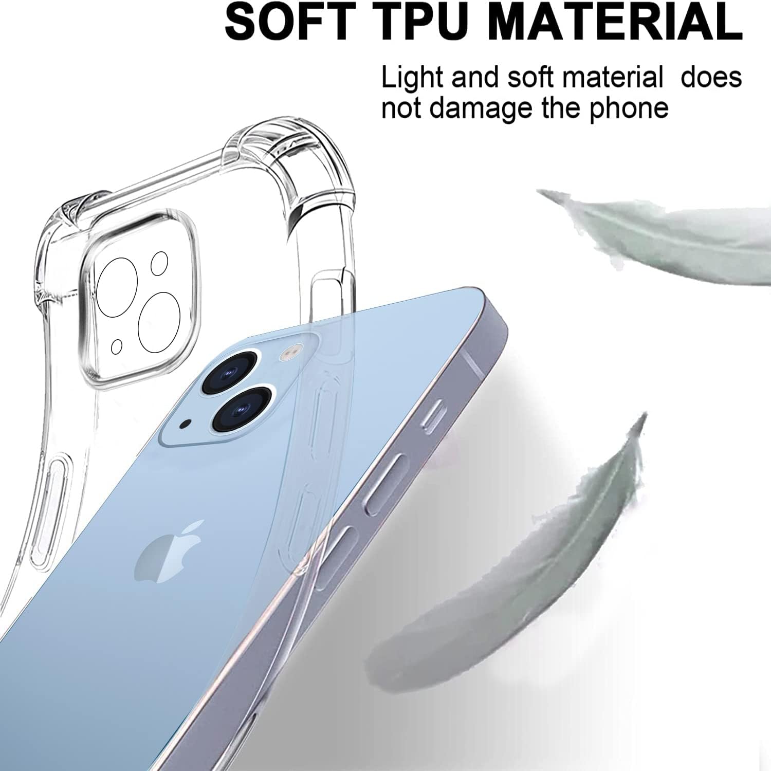 Coque iPhone 14 - Coque pour iPhone 14, Coque transparente pour iPhone 14 avec 2 films de protection d'écran en verre trempé et 1 protecteur de caméra arrière, coque en silicone TPU souple pour iPhone 14 6,1 pouces – Image 7