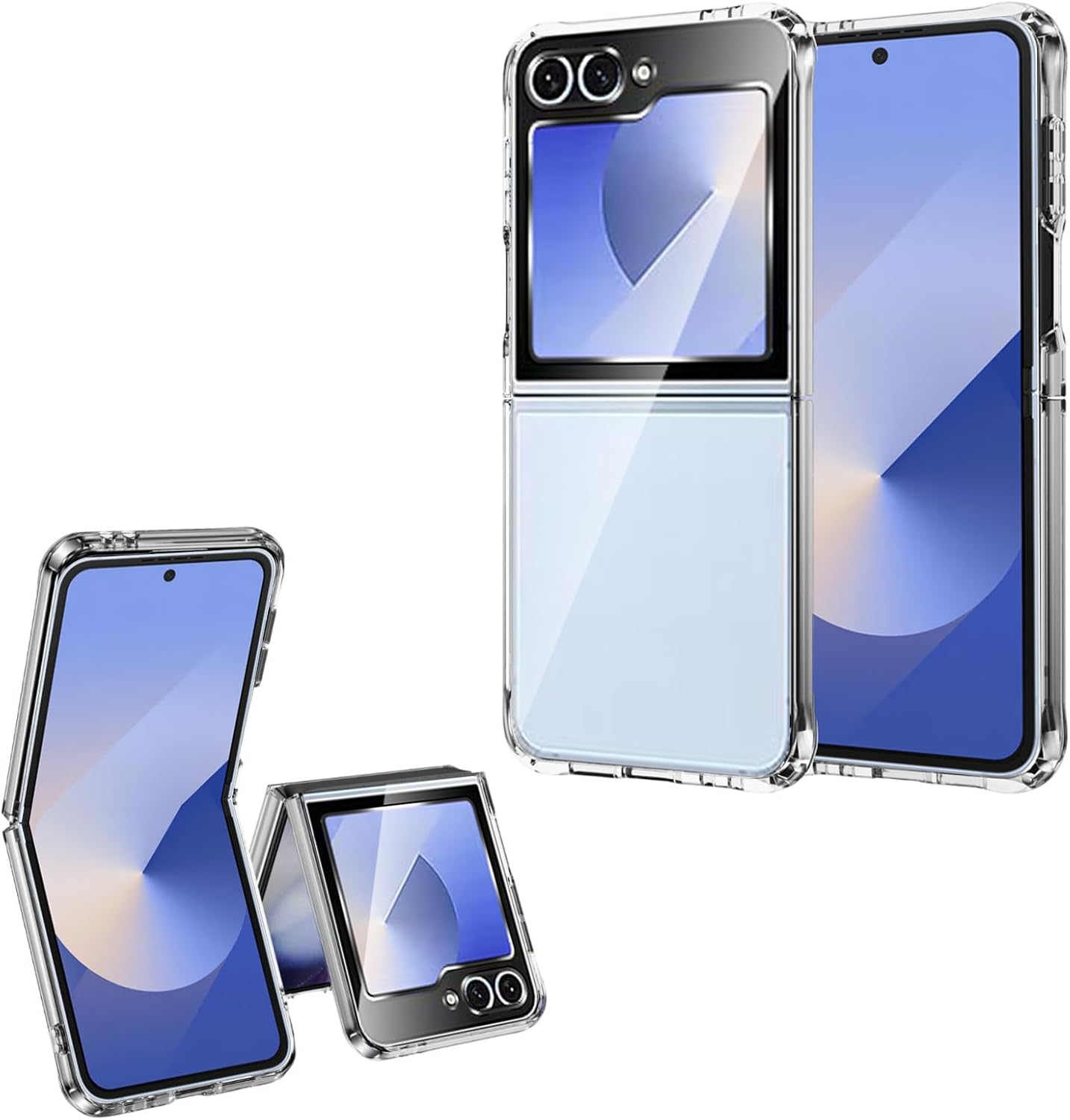 Case Memeloka pour Samsung Galaxy Z Flip 6 / Galaxy Z Flip6, (étalage) (anti-jaune) Bumper TPU doux transparent avec coins renforcés et dossier dur de protection anti-rayures PC dure – Image 2