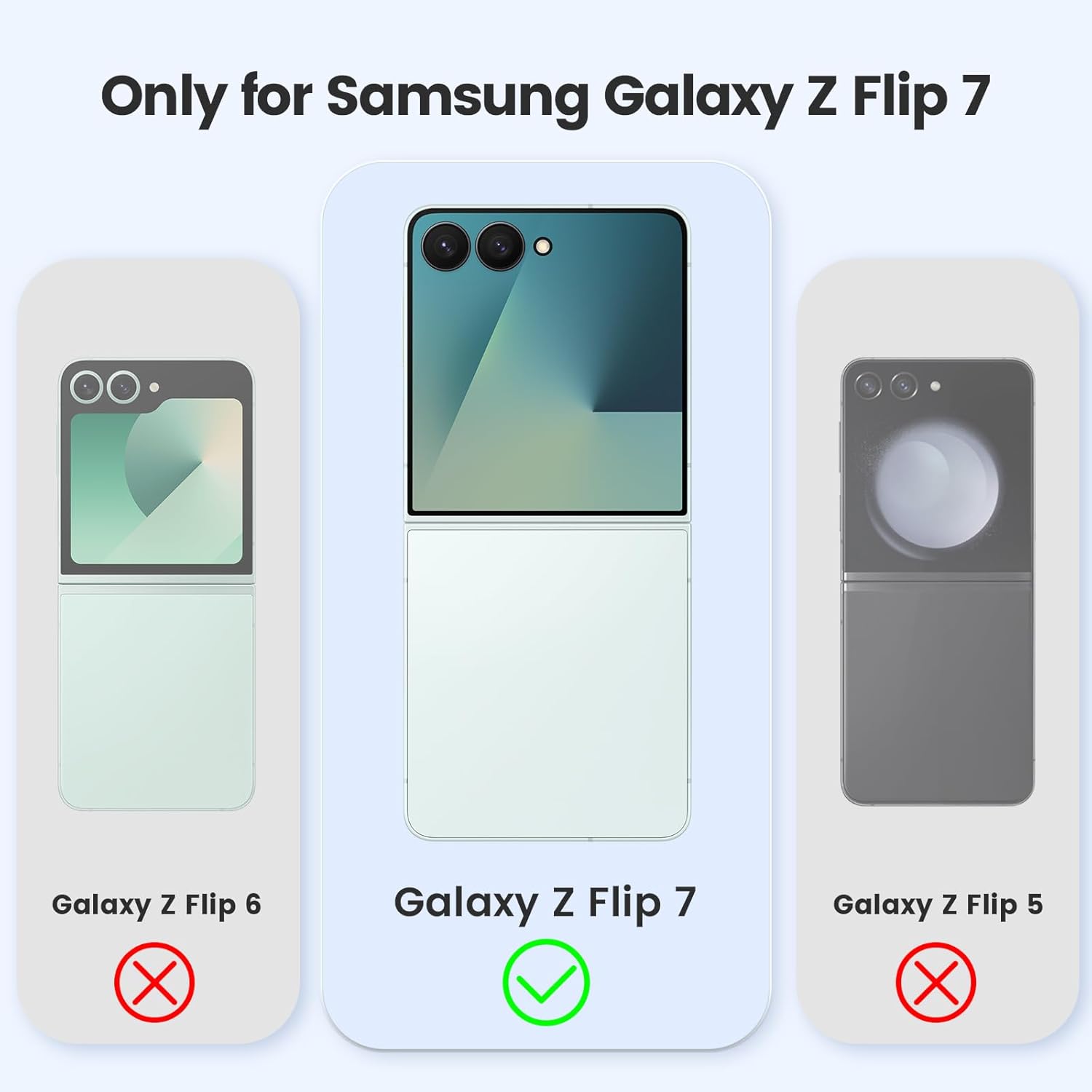 Case HWEGGO pour Samsung Galaxy Z Flip 7, boîtier avec protecteur et anneau d'écran extérieur, étui de protection PC léger ultra-clien, résistant aux chocs, résistant aux rayures pour Galaxy Z Flip 7 (Green Mint) – Image 3