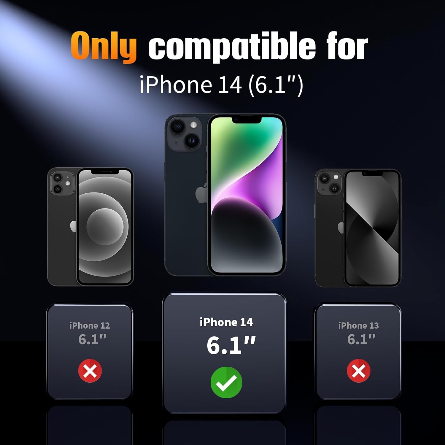 Coque iPhone 14 - YNMEacc Coque magnétique pour iPhone 14 avec 2 verres trempés, compatible avec MagSafe – Coque arrière translucide givrée anti-traces de doigts – Protection robuste (Noir) – Image 3