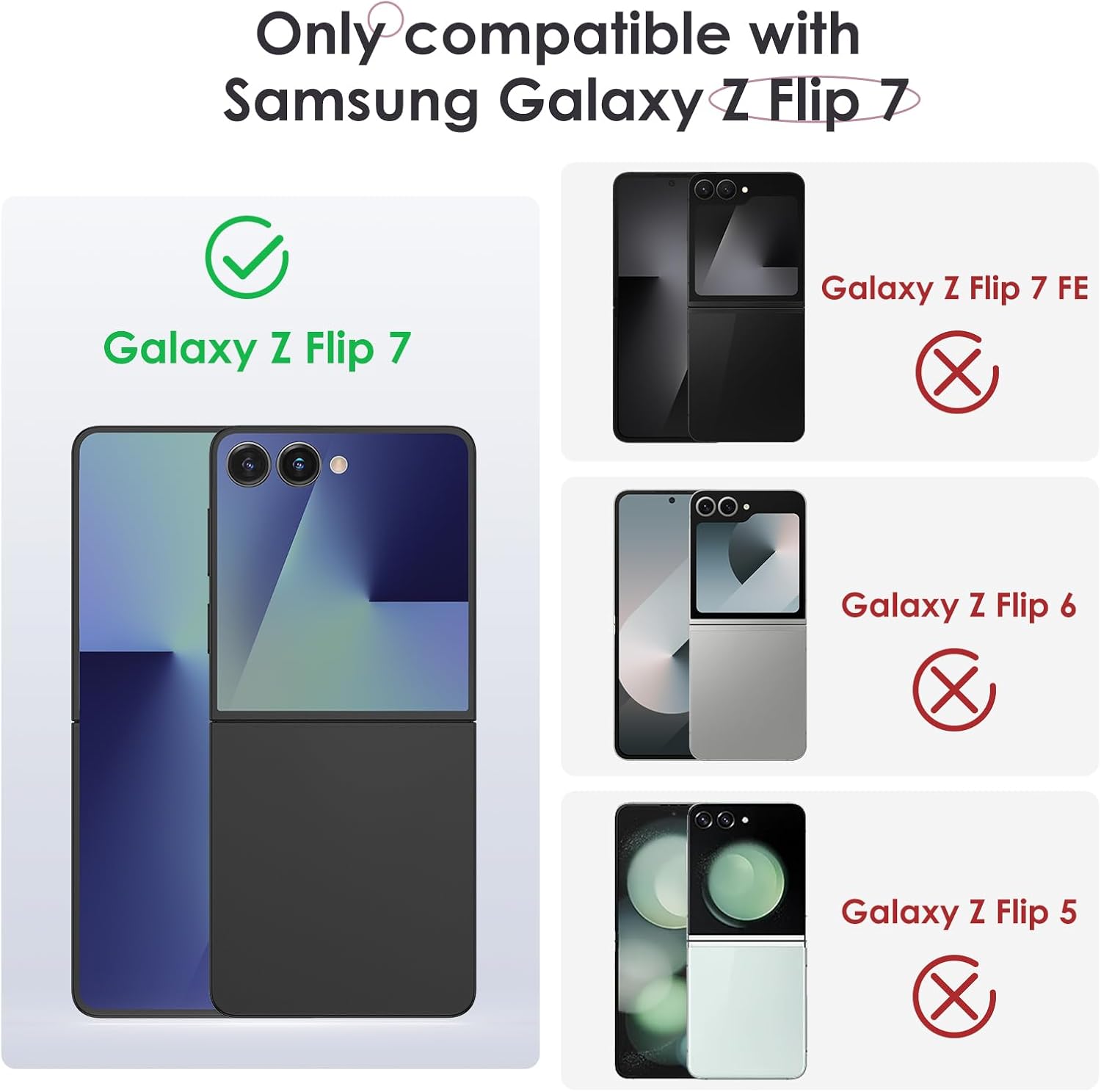 Case Hweggo pour Samsung Galaxy Z Flip 7 (pas pour Flip 7 Fe), protection de charnière lourde et support caché pliable et protecteur d'écran intégré, casqueux antidérapant sans glissement (noir) – Image 3