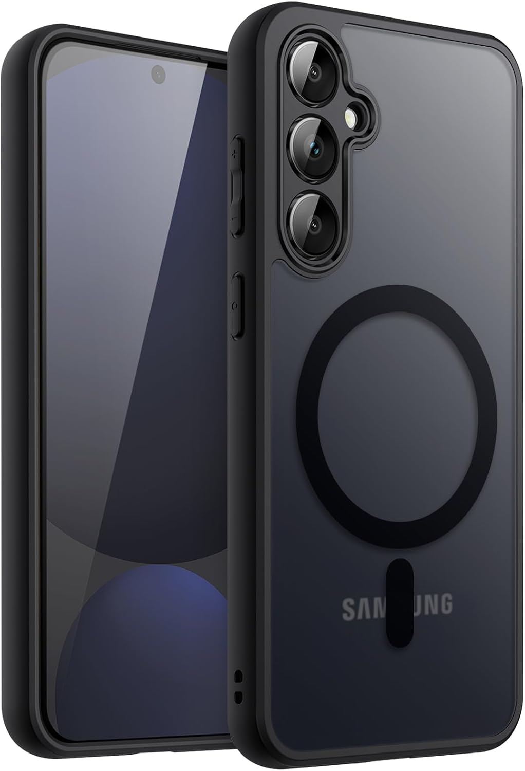 Coque samsung S24 - Étui magnétique JetEch pour Samsung Galaxy S24 Fe, compatible avec Magsafe, case de couverture arrière translucide morte (noir) – Image 2