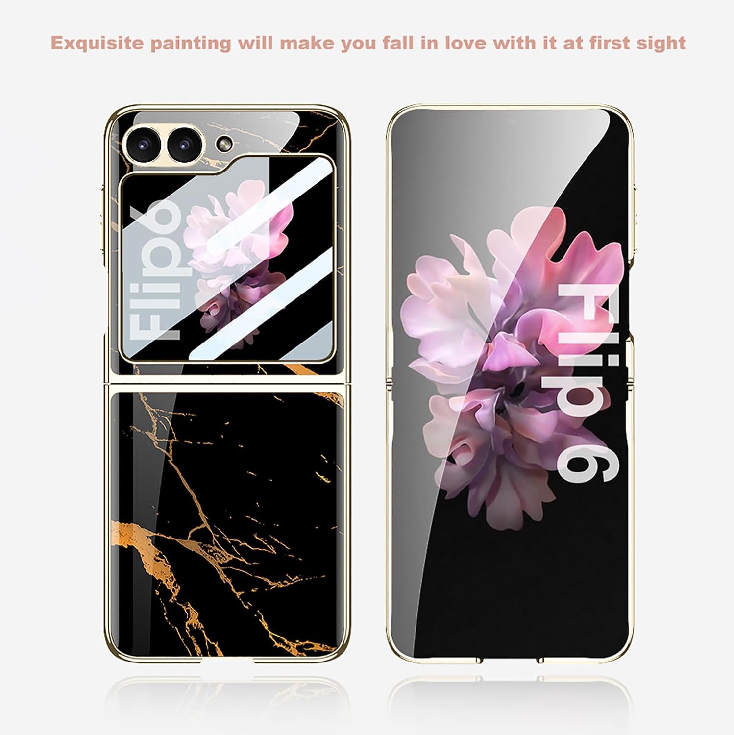Coque galaxy z flip 6 - COQUE Galaxy Z Flip 6 5G, Ultra Mince 9H Verre Peint Brillant, Étui de Téléphone Pliable pour Samsung Galaxy Z Flip 6 5G-Lingge Rouge – Image 9