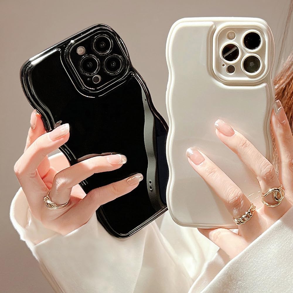 Coque iPhone 15 - ZTOFERA Coque pour iPhone 15, bouclés ondulés, couleur unie, cadre simple, résistant aux chocs, coque en silicone souple pour iPhone 15, vin rouge – Image 7