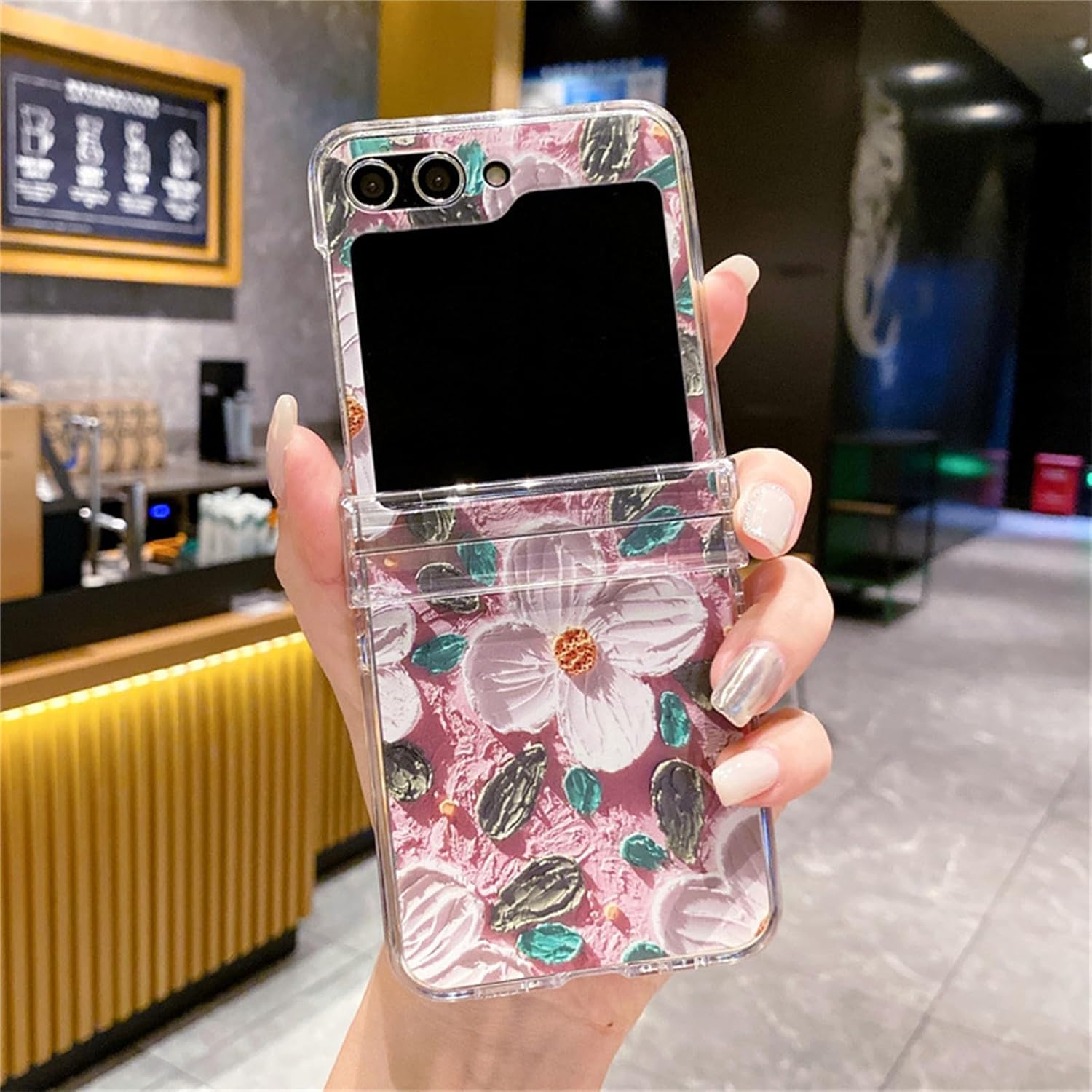 Coque galaxy z flip 6 - SCJLSDA Coque Samsung Galaxy Z Flip 6 pour Femme, Motif Fleur Mignon et Exquis Motif Fleur Kawaii avec Sangle (Rose) – Image 6