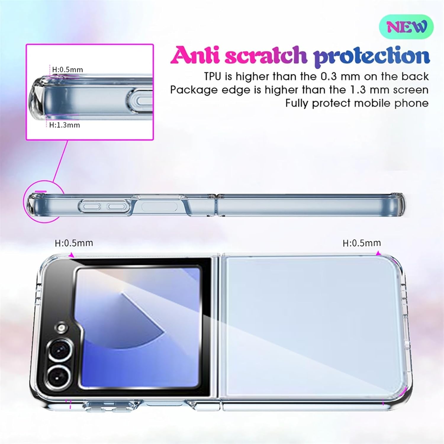 Case Memeloka pour Samsung Galaxy Z Flip 6 / Galaxy Z Flip6, (étalage) (anti-jaune) Bumper TPU doux transparent avec coins renforcés et dossier dur de protection anti-rayures PC dure – Image 8