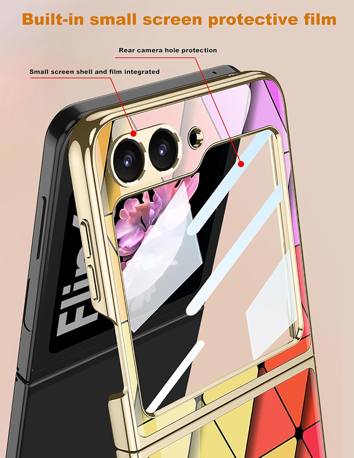 Coque galaxy z flip 6 - COQUE Galaxy Z Flip 6 5G, Ultra Mince 9H Verre Peint Brillant, Étui de Téléphone Pliable pour Samsung Galaxy Z Flip 6 5G-Lingge Rouge – Image 3