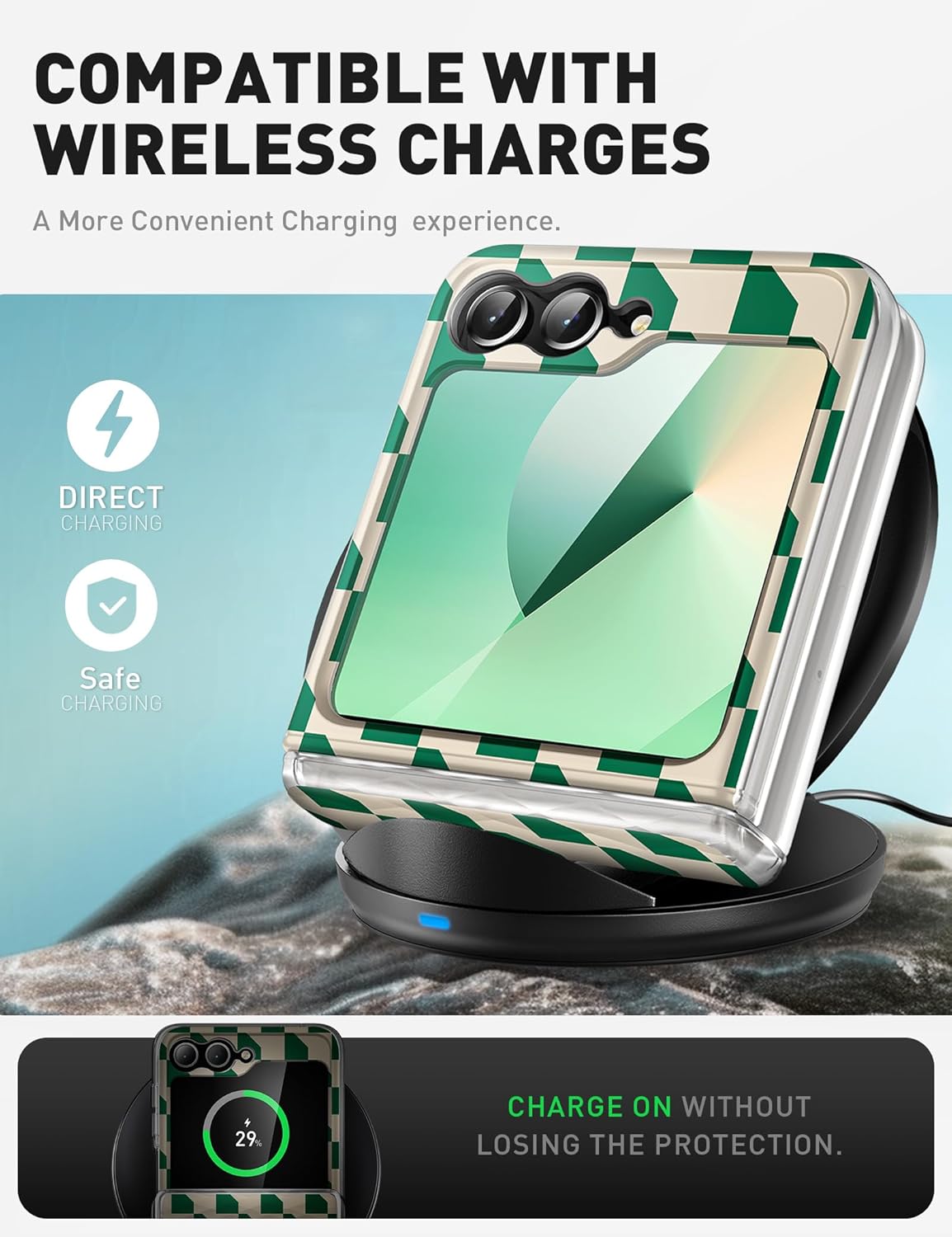 Coque galaxy z flip 6 - i-Blason Coque pour Samsung Galaxy Z Flip 6 (protecteur d'écran intégré) (protection de charnière) (compatible avec le chargement sans fil) Cosmo protection intégrale ultra fine pour Samsung Z Flip 6 (souci vert) – Image 7