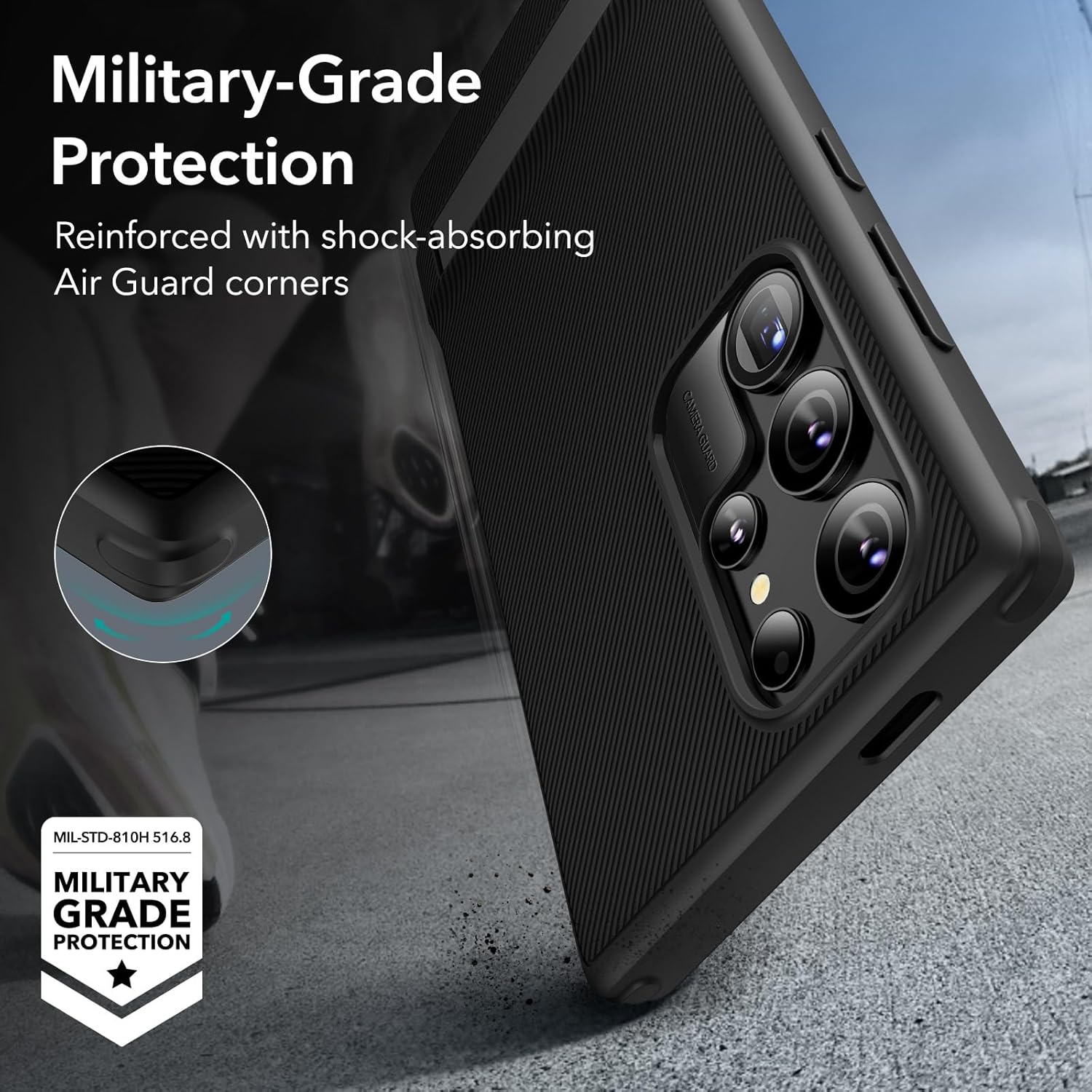 Coque samsung S24 - ESR Samsung Galaxy S24 Ultra Case, Kickstand S24 Ultra Case avec 3 modes de stand, protection de gouttes de qualité militaire, étui mince avec des chocs avec Kickstand breveté, série Boost, noir – Image 5