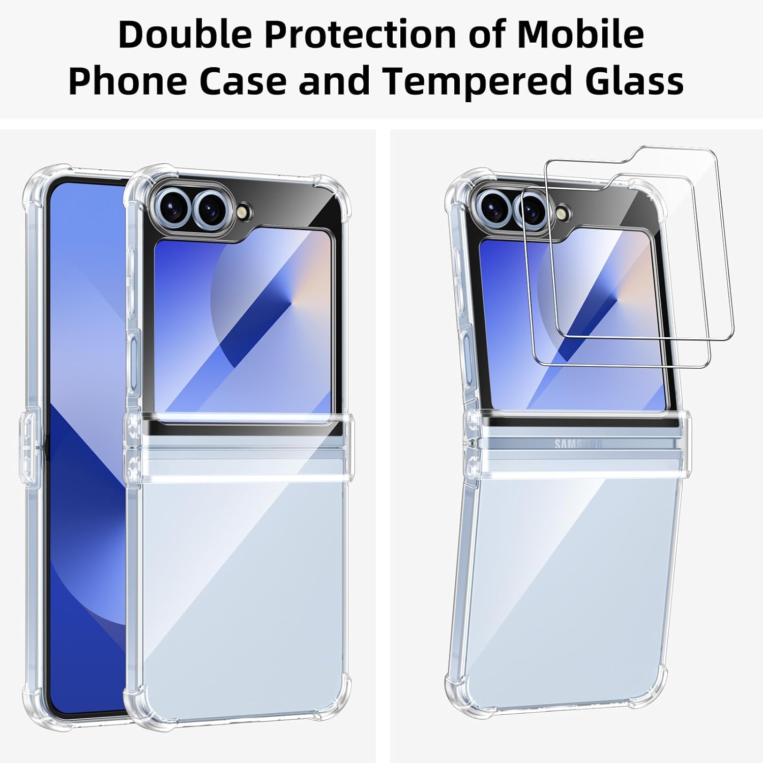 Coque galaxy z flip 6 - Pnakqil Coque pour Samsung Galaxy Z Flip 6 avec 2 verres trempés, pare-chocs anti-rayures avec côtés arrière en PC rigide, coque de protection fine en TPU souple pour Z Flip 6, transparente – Image 7