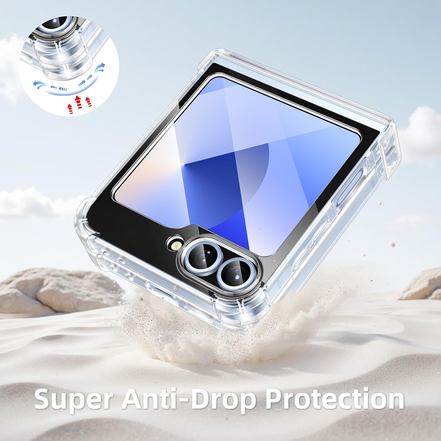 Coque galaxy z flip 6 - Pnakqil Coque pour Samsung Galaxy Z Flip 6 avec 2 verres trempés, pare-chocs anti-rayures avec côtés arrière en PC rigide, coque de protection fine en TPU souple pour Z Flip 6, transparente – Image 6