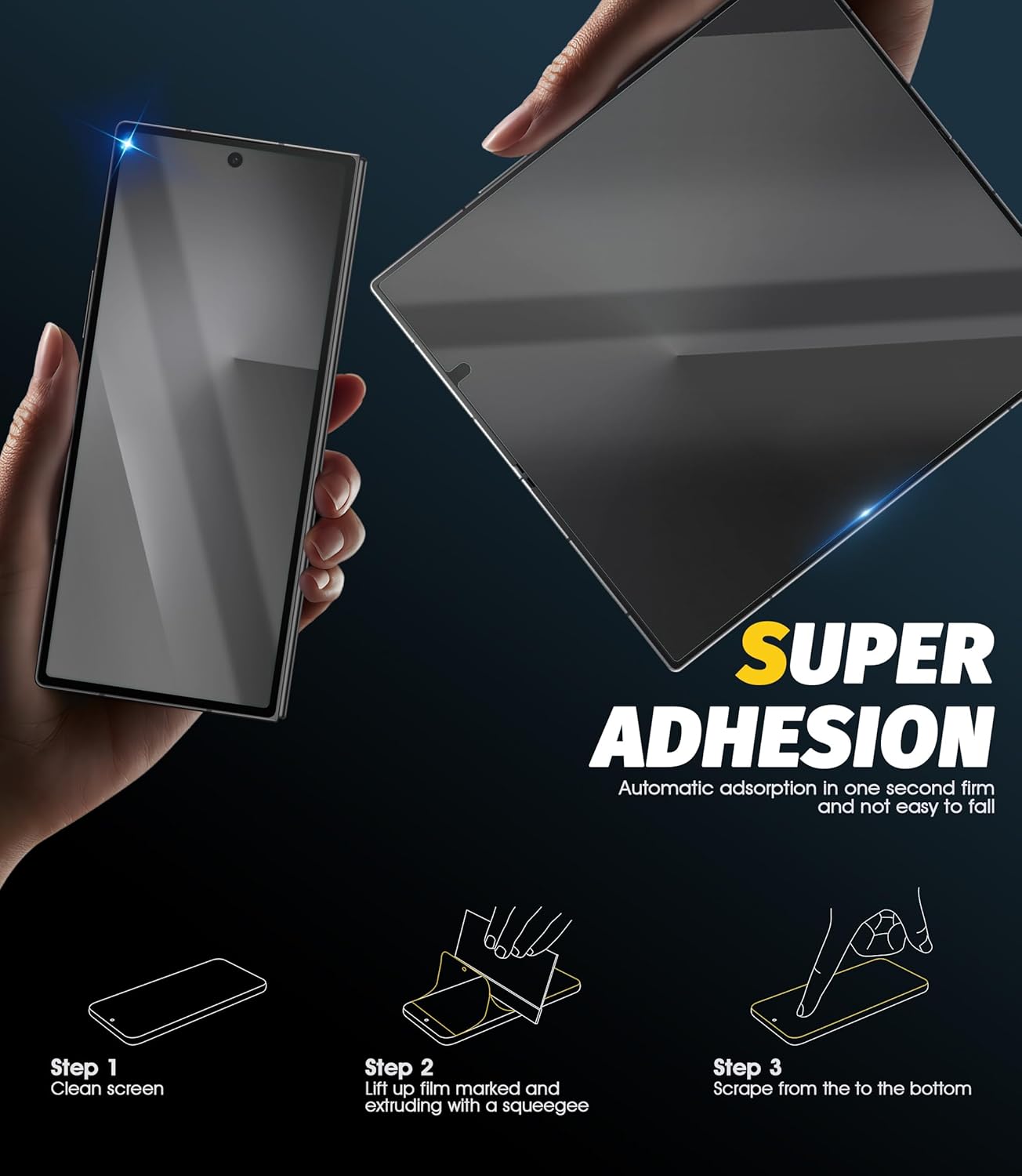 Protecteur d'écran de Newzerol 4 pièces compatible avec Samsung Galaxy Z Fold 7 5G, Protecteur d'écran intérieur de 2 pièces + Protecteur d'écran externe 2 pièces, TPU Film de protection sans bulles anti-rayures TPU – Image 7