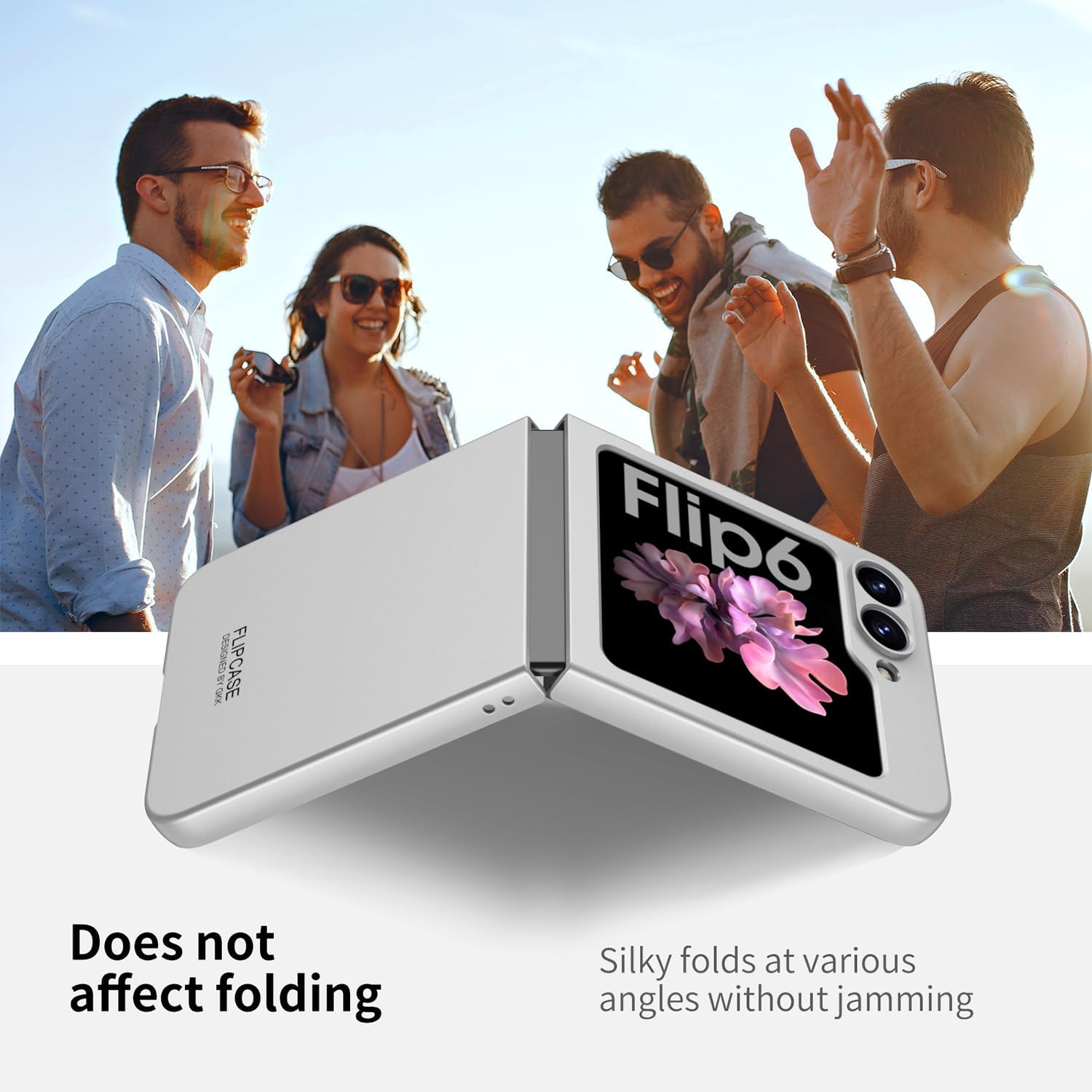 Coque galaxy z flip 6 - FTRONGRT Coque pour Samsung Galaxy Z Flip 7 FE, Coque pour Samsung Galaxy Z Flip 6, Ultra Mince, Anti-Rayures, Anti-Chute, Housse de Protection Pliante en PC, Argent – Image 7