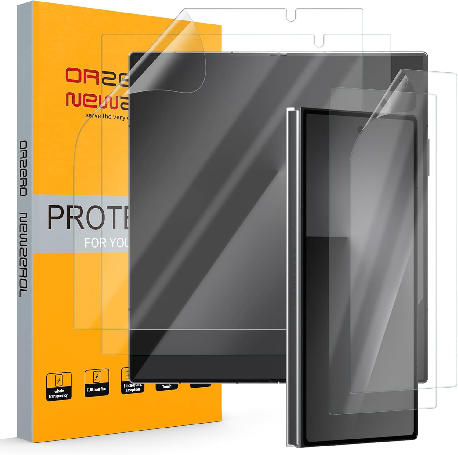 Protecteur d'écran de Newzerol 4 pièces compatible avec Samsung Galaxy Z Fold 7 5G, Protecteur d'écran intérieur de 2 pièces + Protecteur d'écran externe 2 pièces, TPU Film de protection sans bulles anti-rayures TPU – Image 2