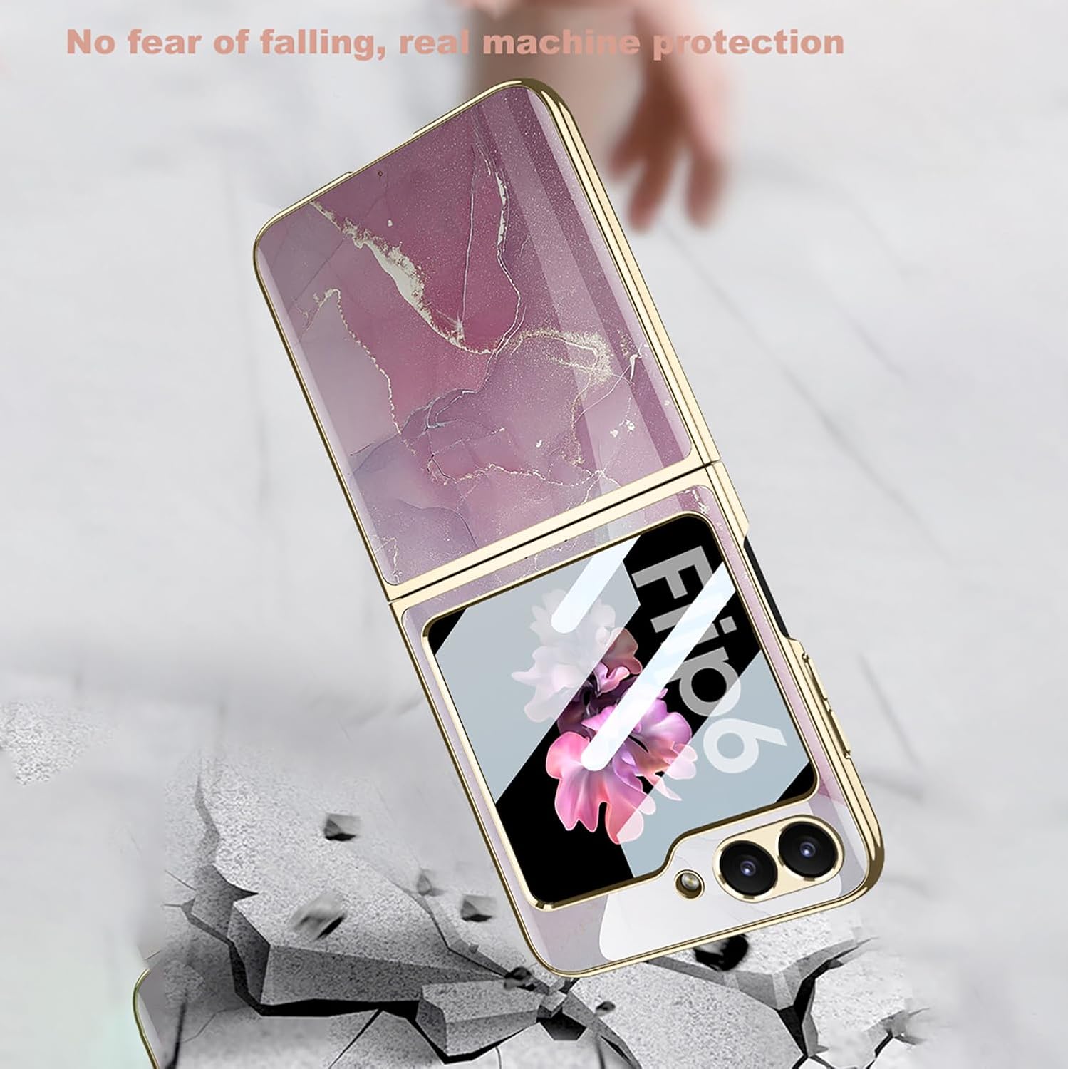 Coque galaxy z flip 6 - COQUE Galaxy Z Flip 6 5G, Ultra Mince 9H Verre Peint Brillant, Étui de Téléphone Pliable pour Samsung Galaxy Z Flip 6 5G-Lingge Rouge – Image 6