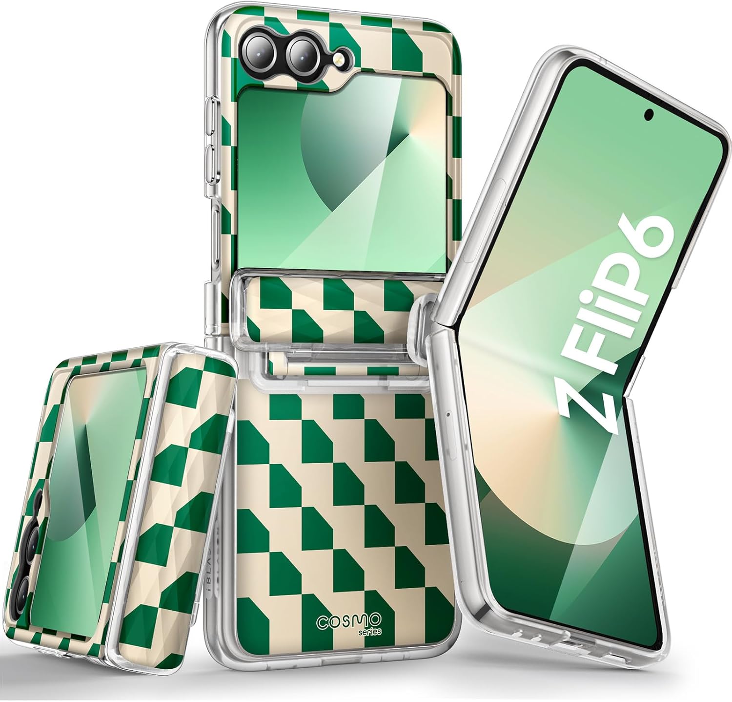 Coque galaxy z flip 6 - i-Blason Coque pour Samsung Galaxy Z Flip 6 (protecteur d'écran intégré) (protection de charnière) (compatible avec le chargement sans fil) Cosmo protection intégrale ultra fine pour Samsung Z Flip 6 (souci vert) – Image 2